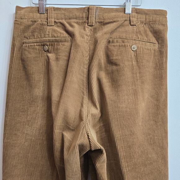 TRUST Mens Vtg Y2K Prep Academia Heritage Classic Pleated Corduroy Pants 34x32 - Picture 4 of 10